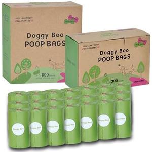 Doggy Boo 600 Count Dog Poop Bags Bulk Refill Rolls, Extra Thick Leak-Proof Dog Waste Bags, 65% Recycled Eco-Friendly, Unscented, Fits Standard Dispensers (30 Rolls)