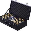 Chinese Zodiac Whiskey Glasses Set of 12 and Dragon Handle Wine Splitter Set, Crystal Glass Whiskey Liquor Cups, Zodiac Animal Head Triangular Stability Cup Base Holder, PU Suitcase Packed
