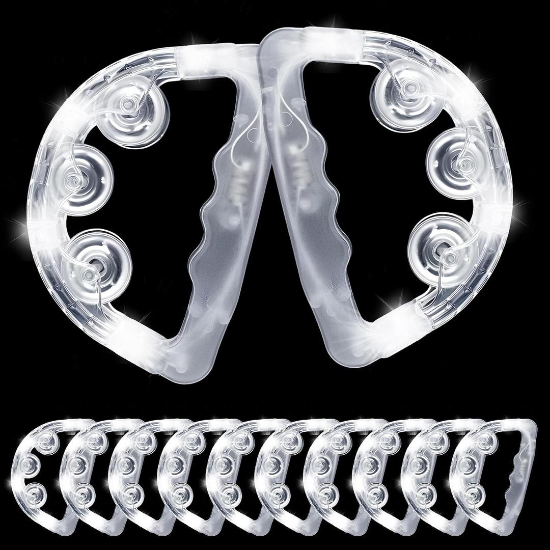 48Pack Light Up Tambourine, LED Flashing Musical Instrument, 48Pcs