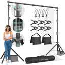 Julius Studio [Enhanced Heavy Duty] 10.1 x 8 ft. (W x H) Adjustable Backdrop Stand Background Support, Strong Frame No Shaking, Shock-Proof Spring, Heavy Joints, Anti-Slip Rubber, Shoes, JSAG283