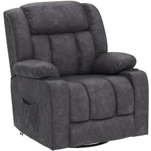 COMHOMA Recliner Chair Massage Rocker with Heated 360 Degree Swivel Lazy Boy Recliner Single Sofa Seat with Cup Holders for Living Room (Gray)