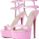 Women's Platform Stilettos Ankle Straps Buckles Round Toe Heels Sandals