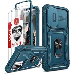 LeYi Compatible for Samsung A36-5G Case: Samsung Galaxy A36 5G Case with Screen Protector X 2, Slide Camera Cover & Magnetic Stand, Military-Grade Heavy Duty for Galaxy A36 5G Phone Case, Sea Blue