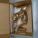 MERUMOTE Women's Open Toe Chunky High Heels Ankle Strap Platform Pump Shoes Buckle Party Sandals (Gold)