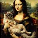 Mona Lisa and Cat Paint by Numbers Kit for Adults - DIY Classic Painting on Canvas 16x20 Inches, Acrylic Paint Set, Suitable for Beginners, Art for Home Decoration or Gifts