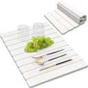 Large Stone Dish Drying Mats for Kitchen Counter, 24x16 Quick Dry Absorbent Drying Matt Kitchen Counter, Diatomaceous Earth Dish Drying Mat, Collapsible Dish Mat Dish Pads for Drying, Peal White