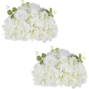 NUPTIO Flower Ball Arrangement Bouquet: 2 Pcs 11.8 inch Diameter White Rose Fake Flowers Balls for Wedding Centerpiece Decorations Artificial Flower Centerpieces for Tables