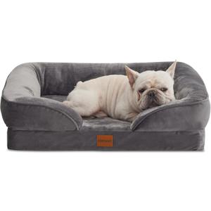 Orthopedic Dog Bed for Medium Size Dogs - Comfort Dog Sofa, Pet Couch with Removable Washable Cover and Waterproof Lining, Supportive Foam Pets Sofa with Nonskid Bottom, Grey (28.0"L x 23.0"W x 6.5"Th)