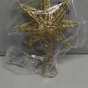 JOIEDOMI 8" Metal 8-Point Star Christmas Tree Topper LED, Glitter Golden Treetop Decorations with 20 Warm White Lights, Battery Powered Decor for Home Holiday Xmas Party Indoor