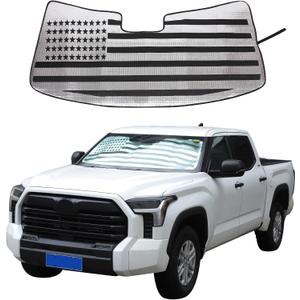 Car Front Windshield Sunshade Compatible with Toyota Tundra/Sequoia 2022-2026, Windshield Sunshades Foldable Reflective Sun Visor for UV Rays & Sun Heat Protection Car USA Flag Pattern Accessories