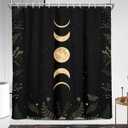 Coxila Moon Phase Shower Curtain Extra Long Moonlit Celestial with Red Floral Leaves Plants Goth Gothic Witch Witchy Mysticism Design Bathroom 72 x 84 Inch Polyester Fabric 12 Pack Hooks