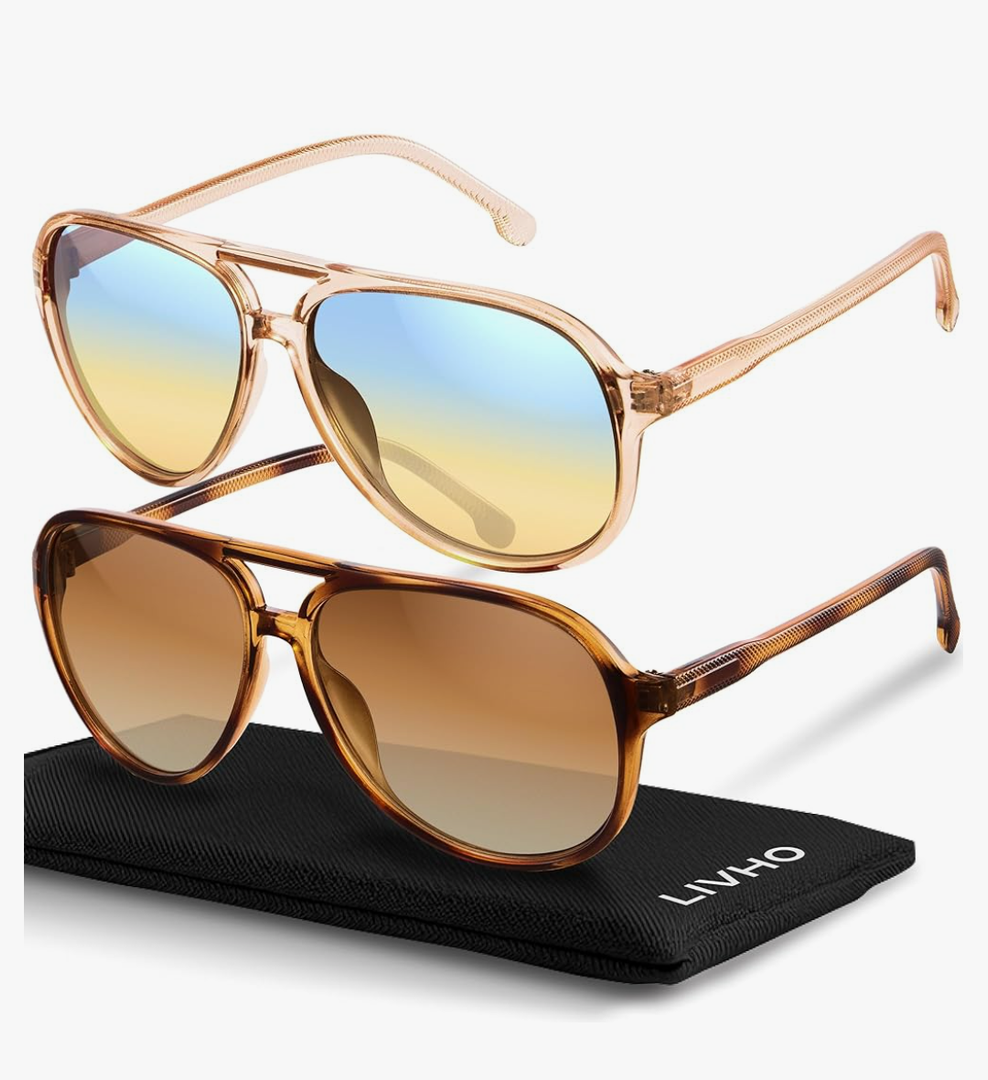 livho Trendy Polarized Aviator Sunglasses Women Men, Retro Sun Glasses for Women Men 2025, Oversized UV Protection Shades