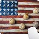 Wknoon Vintage Baseball Mouse Pad Rustic Wood Retro American Flag Design Mouse Pads