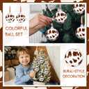 24 Pcs Christmas Cow Print Ball Ornaments 2.4 Inch Plastic Western Cow Ornaments Country Western Party Decorations Rustic Holiday Xmas Baubles for Home Xmas Tree Party Hanging Decoration
