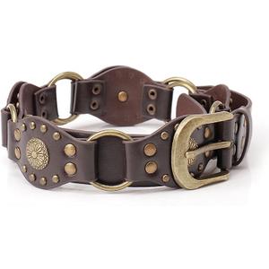 Women's Western Belt - Genuine Leather Adjustable Brown Cowgirl Belt Outfits with Chunky Buckle, Country Style for Jeans & Rodeo Outfits Fits Waist Sizes 28"- 34"