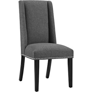 Modway MO- Baron Modern Tall Back Wood Upholstered Fabric, Dining Chair, Gray