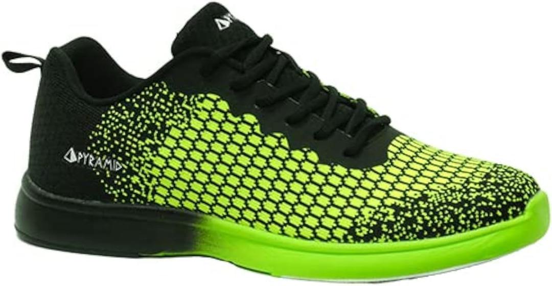 Pyramid Mens Path Lite Seamless Mesh Bowling Shoes - Lightweight Seamless Design, Athletic Fit, Breathable Knit Upper, Universal Slide Soles (10, Black/Voltage Lime)
