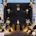 60 ft x 10 ft Wrinkle Free Black Backdrop Curtain for Parties, 12 Panels 10ft Polyester Black Photo Backdrop Drapes for Graduation Birthday Wedding Party Stage Curtains