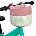 Kids Bike Basket, Soft Doll Bike Seat, Girls Bicycle Basket for Toy Doll Storage, Children's Bicycle Accessories for Balance Bikes, Children's Bicycles and Scooters (Pink Patchwork White)