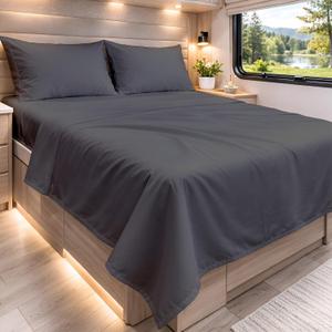 Cottington Lane RV King Sheets 100% Egyptian Cotton, RV King 72" x 80" Premium Quality 4 Piece Sheet Set for Campers & Motorhomes, High Thread Count Dark Grey Solid with 6-10" Deep Pocket