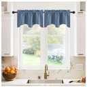 NICETOWN Blackout Curtain Valance - 42 inches by 18 inches Long Scalloped Rod Pocket Thermal Insulated Home Decoration Valance Curtain Panel for Living Room/Bedroom, Stone Blue, 2 Panels