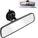 Rear View Mirror, 8.66" x 2.56" Anti-Glare HD Car Interior Rear View Mirror with Adjustable Suction Cup, Wide Angle Car Rearview Mirrors, Universal for Boat Truck SUV Van (White)