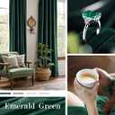 jinchan Emerald Green Velvet Curtain for Living Room Darkening Bedroom Curtains 96 Inch Long Thermal Insulated Blackout Curtain Single Panel, Soft Luxury Vintage Window Covering Rod Pocket 1 Panel