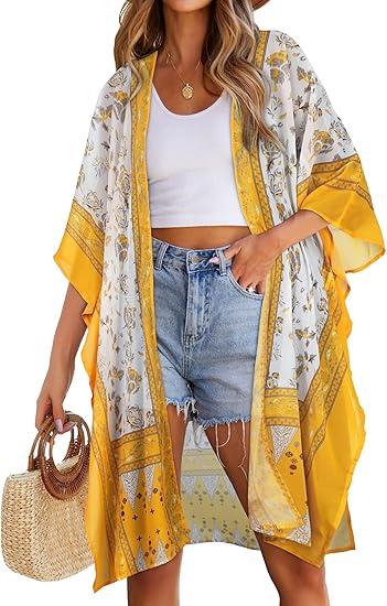 Women's Kimono Swimsuit Coverups Summer Beach Casual Loose Cardigans for Swimwear, 2XL
