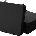 Outdoor Chair Cushions, Water-Resistant & Fade-Resistant, Patio Furniture Square Seat Replacement Chair Pads with Ties Zipper, Removable Cover, Non-Slip Bottom, Set of 4, 22 x 22 Inch, Black