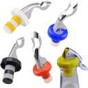 5 Pack Wine Bottle Stoppers for Glass Bottles, Soda Coke Bottle Stoppers for Champagne, Carbonated Drinks, Food-safe Silicone Reusable Pressurized Corks, Creates Airtight Seal To Keep Fizz