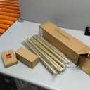 KAMANINA Gold Curtain Rods for Windows 66 to 120 Inch, 7/8 Inch Heavy Duty Curtain Rods 32 to 120 (2.6-10ft), Adjustable Decorative Drapery Rods Set with Modern and Crystal Finials