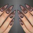 LPOODDNU Christmas Press on Nails Almond with Snowflake Designs Full Cover Christmas Medium Fake Nails Cute Christmas Nails Press ons for Women Acrylic Nails Decorations Manicure Tips Accessories