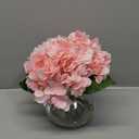 Hollyone Hydrangea Artificial Flowers with Glass Vase Pink Silk Faux Flowers Arrangements with Clear Faux Water Fake Floral Bulk Bouquet for Home Decor Table Centerpiece Decorations