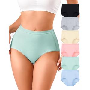 Annenmy High Waisted Full Coverage Briefs Womens Cotton Underwear Stretch Soft Breathable Postpartum Panties 6 Pack, Size XL (Multicolor)