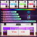 Clikuutory Modern Lighting 63 inch TV Stand with Large Storage Drawer for 50 55 60 65 70 75 Inch TVs, TV Console with 20 Color LED Lights, Entertainment Center Media and Open Shelf for Bedroom, White