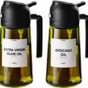 TrendPlain - Original 16oz/470ml Olive Oil Dispenser Bottle for Kitchen Gadgets and Air Fryer Accessories - Olive Oil Sprayer for Cooking w/Stickers - 2 Black