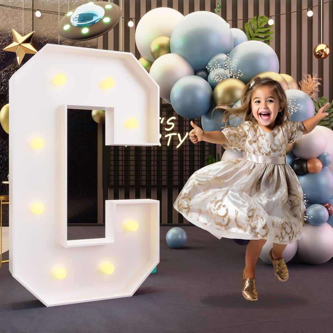 imprsv Marquee Light Up Letters, 3FT Marquee Letters for Birthday Baby Shower Wedding Decorations Light Up Letters for Engagement Party Decor, Large Marquee Letters for Party Decorations, Letter C (3 feet)