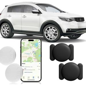 GPS Car Tracker,Tracker Device for Vehicles,No Monthly Fee Anti-Lost Car Locator Works with Find My(Only iOS),Mini Hidden Car Tracker with Magnetic Case (Black,2PCS)