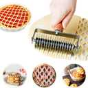 Stainless Steel Lattice Roller Cutter With Wood Handle - Dough Baking Tool for Cookie, Pie, Pizza, Bread, Pastry Crust - Household Time-Saver for Biscuits