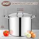 20 Qt Large Stock Pot, E-far Stainless Steel Stockpot with Lid for Boiling Cooking Soup Stew Canning, Heavy Duty Tri-Ply Bottom Works w/Induction, Commercial Grade & Dishwasher Safe, 20 Quarts