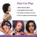 6" Pixie Cut Wig Human Hair, Short Curly 131 Lace Front Human Hair Wigs for Black Women, Natural Black Color Layered Breathable Pixie Wig