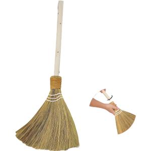 Wedding Broom for Jumping CeremonyHandmade Natural Whisk Broom with Wooden Handle, for Halloween DIY Decoration, Vietnamese Straw Soft Broom (12.6Width 28.74 Length)