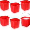 6 Pcs 3 Quart Cleaning, Detergent Square, Plastic Utility Cleaning Pail Stackable Cleaningpail Small Square Buckets for Restaurant Kitchen Home Offices Commercial (Red)