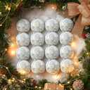 HyDren 16 Pcs 3.15" Sliver Christmas Ball Ornaments Rustic Rhinestones Foam Balls Shatterproof Christmas Tree Decorations Xmas Hanging Balls Set for Wedding Party Holiday Decorations