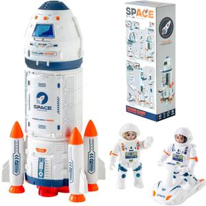 Space Rocket Toys, Rocket Ship with Astronaut Toy for Educational, Concentration, Learning Rocket Fun Space Gifts, for Space Exploration, Knowledge Toys for Kids 3-5