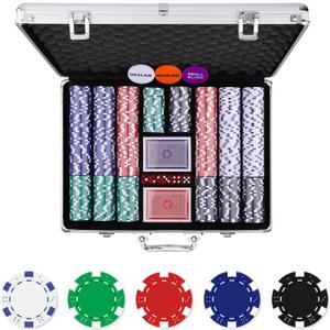 Homwom Poker Chip Set - 500PCS Poker Chips with Aluminum Case, 11.5 Gram Chips for Texas Holdem Blackjack (500pcs)