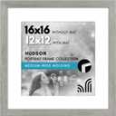 Americanflat 16x16 Picture Frame - Matted to 12x12 - Grey Wood