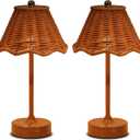 Cordless Table Lamps,Rechargeable LED Reading Light,Small Desk Lamp with 3 Color Touch Control,Vintage Boho Lamp,Dimmable Night Light for Living Room Bedroom Office Decor (2 Pack)