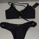 RELLECIGA Womens Bikini Lace Up Cheeky Brazilian Bikini Sets Low-Rise Swimsuits, Small