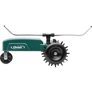 Orbit Traveling Tractor Water Sprinkler - Self-Propelled Traveling Sprinkler for Wide Lawn Coverage - Cast-Iron Body with Adjustable Coverage - Three-Speed - Automatic Shut Off - 58322